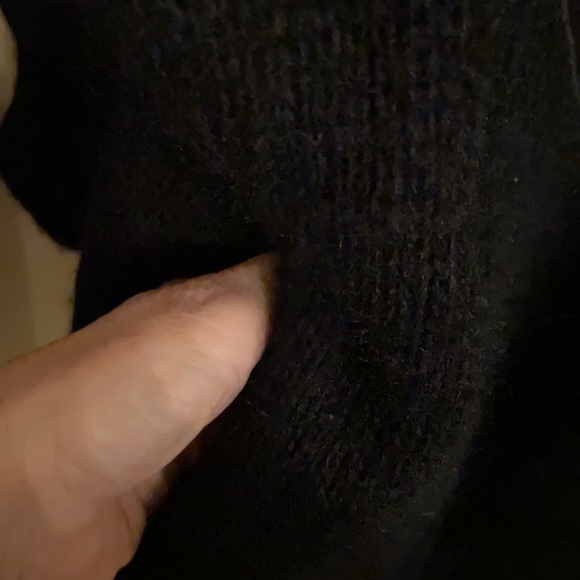 (Like new) Vintage oversized 90s Sweater Coat with Black pleather appliqué - Picture 5 of 9